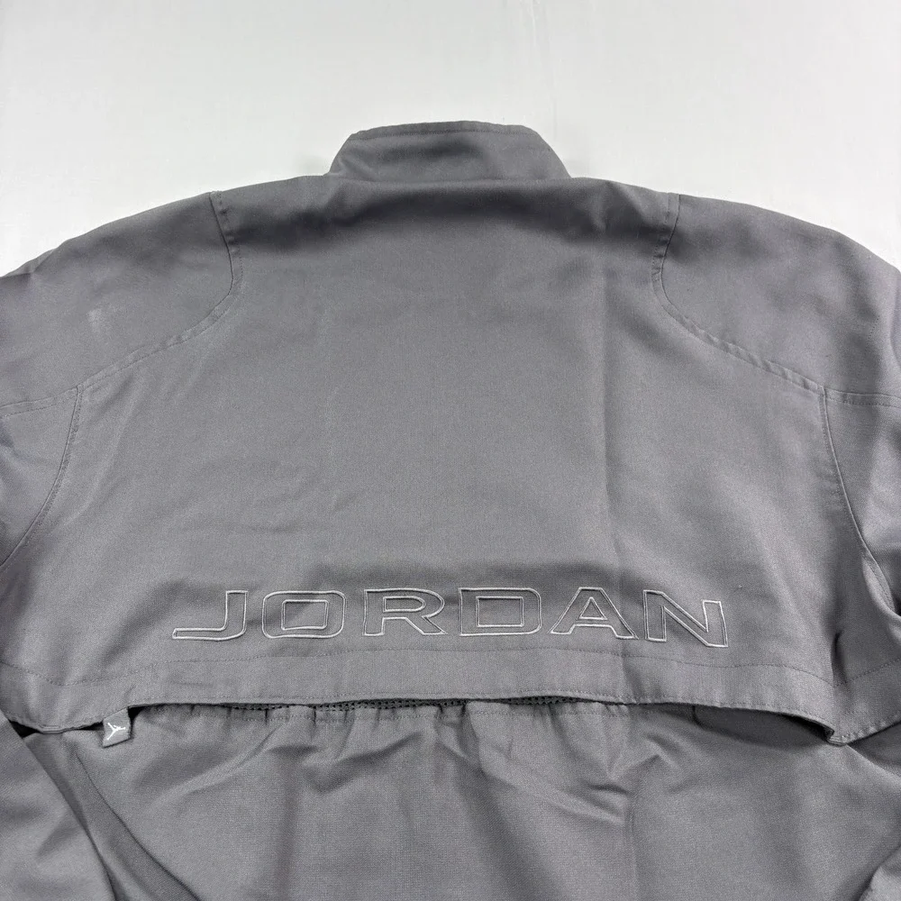 Air Jordan Track Jacket Mens Large Gray Full Zip Spell Out Big Logo Y2K